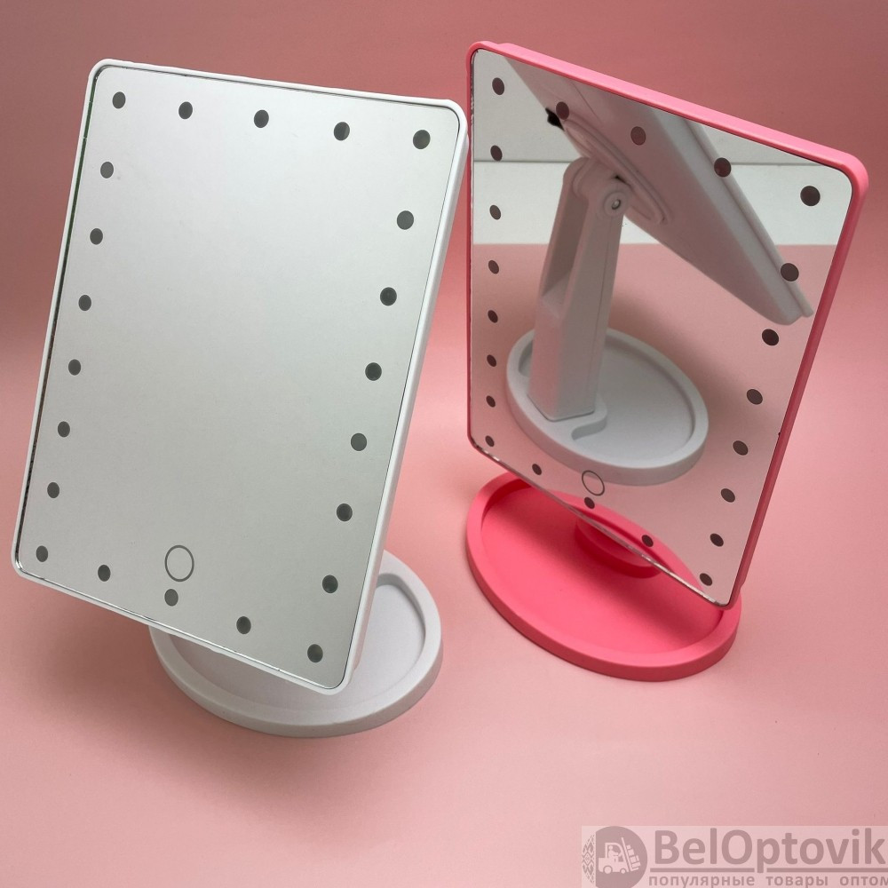 АКЦИЯ Безупречное зеркало с подсветкой Lange Led Mirror Black/White/Pink Розовое, батарейка - фото 2 - id-p179628997