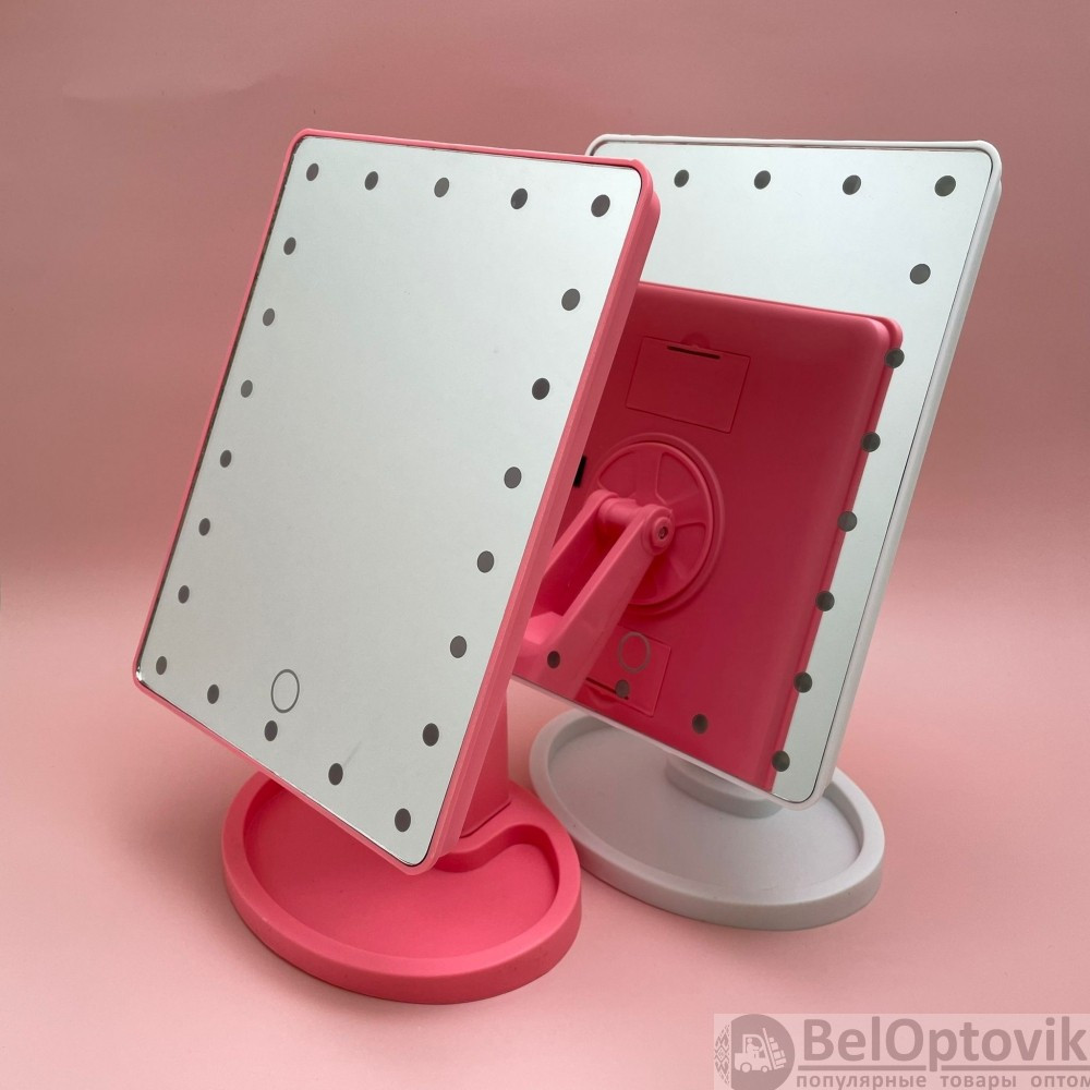 АКЦИЯ Безупречное зеркало с подсветкой Lange Led Mirror Black/White/Pink Розовое, батарейка - фото 3 - id-p179628997