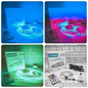 Комплект светодиодной ленты URM, 5050, 60 LED/м, 14.4 Вт/м, 12В, IP20, RGB, 5 м, фото 1