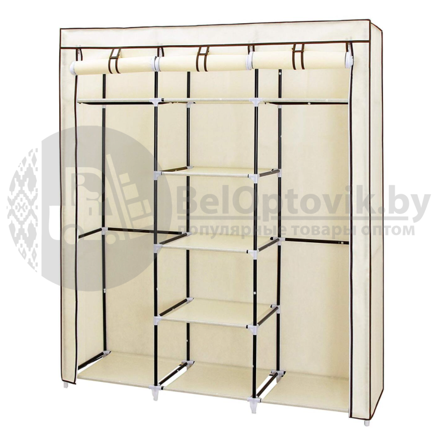 Шкаф складной каркасный тканевый STORAGE WARDROBE mod.YG - 05. Трехсекционный. 130х45х175 см. Красный - фото 5 - id-p179629041