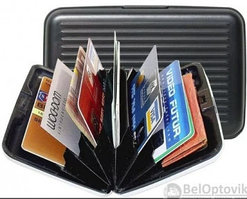 Кардхолдер (визитница) Security Wallet Card Wallet с RFID защитой банковских карт от интернет-мошенников Серый
