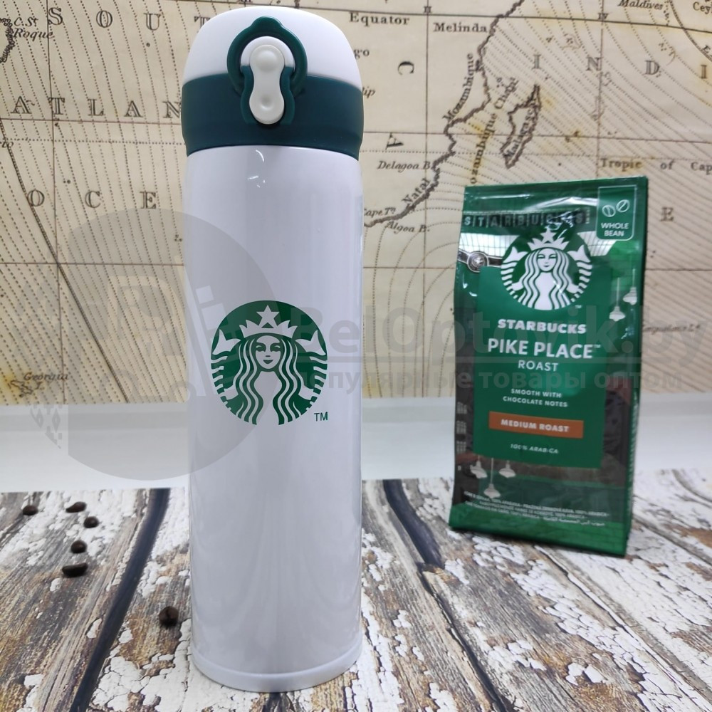 Термокружка Starbucks 450мл (Качество А) Белый с зеленым логотипом и крышкой - фото 10 - id-p179629082