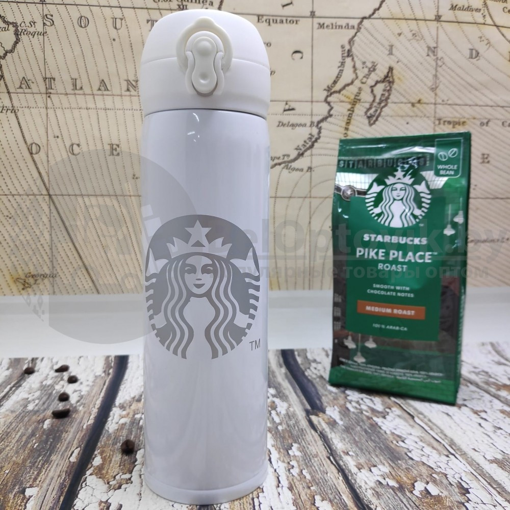 Термокружка Starbucks 450мл (Качество А) Белый с логотипом в серебре - фото 8 - id-p179629083