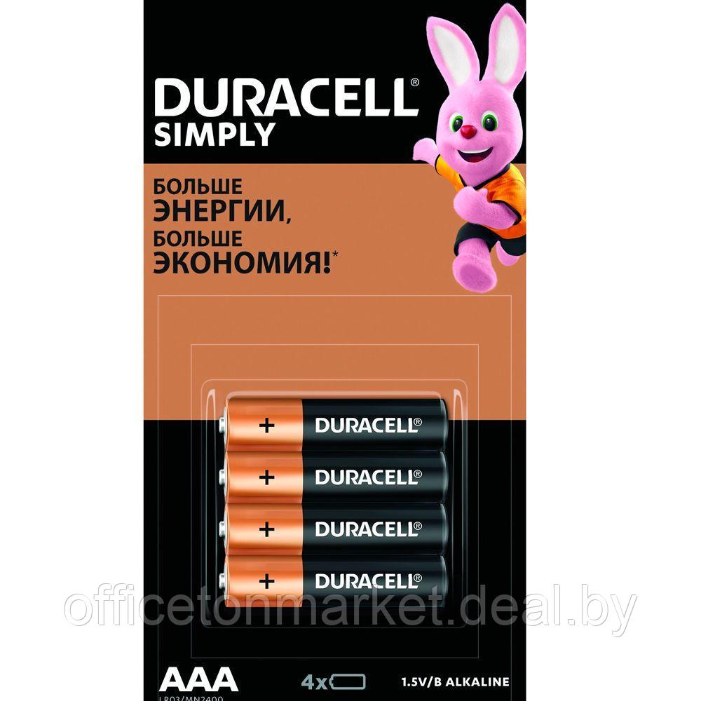 Батарейки алкалиновые Duracell "Simply LR03/MN2400 (AAA)", 4 шт