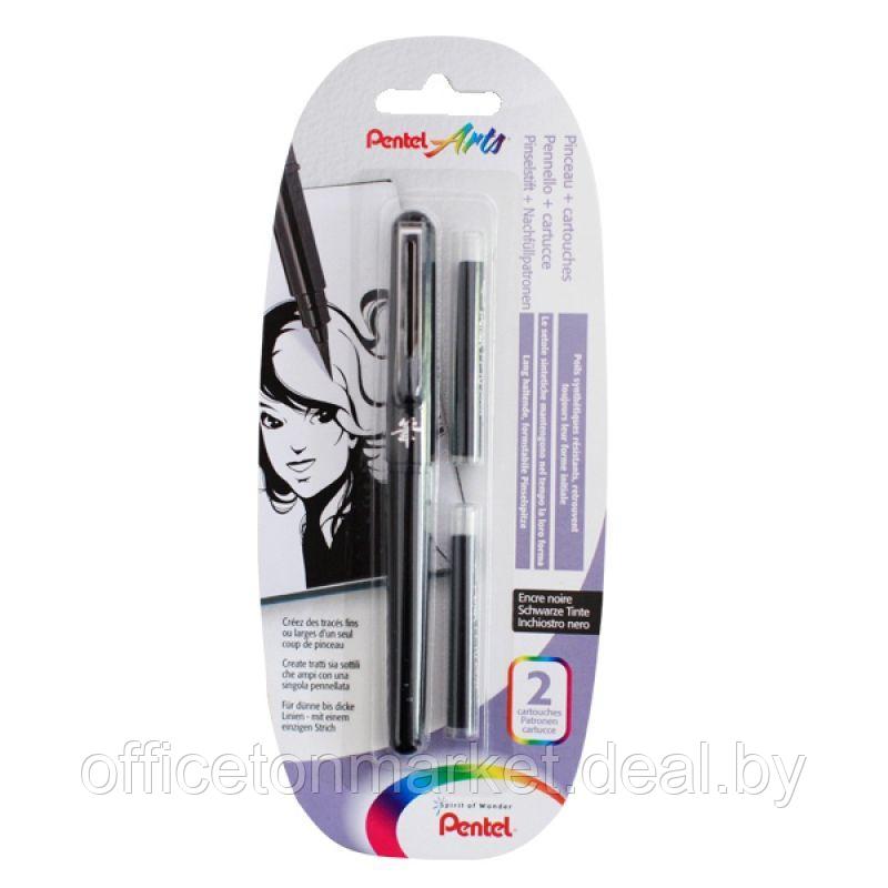 Кисть-ручка "Pocket Brush XGFKP" +2 картриджа, черный, блистер - фото 1 - id-p137130290