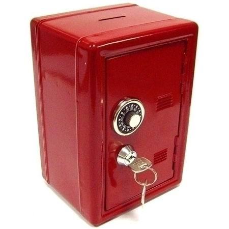 Копилка сейф с ключом красная металлическая - фото 2 - id-p67699660
