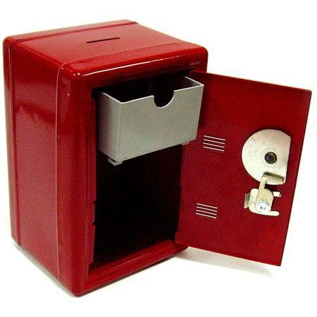 Копилка сейф с ключом красная металлическая - фото 3 - id-p67699660