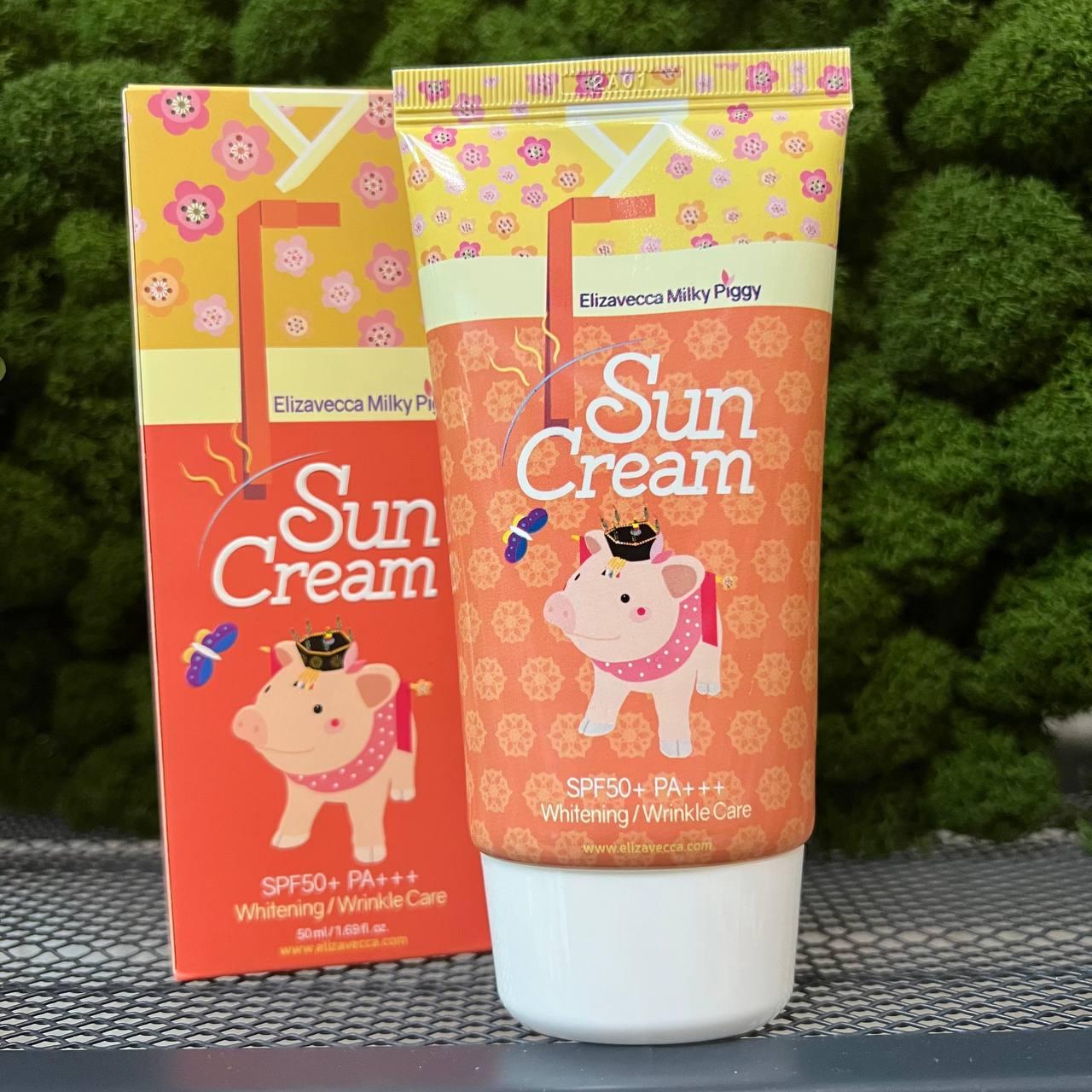 Солнцезащитный крем для лица и тела ELIZAVECCA Milky Piggy Sun Cream SPF50+ PA+++ 50 мл - фото 1 - id-p179665021