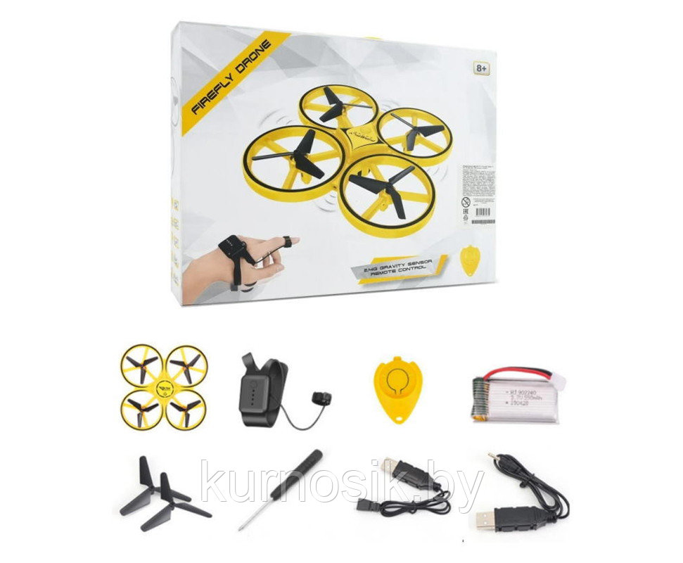 Квадрокоптер сенсорный Firefly Drone Дрон, управляемый жестами LED-подсветка - фото 2 - id-p179667234