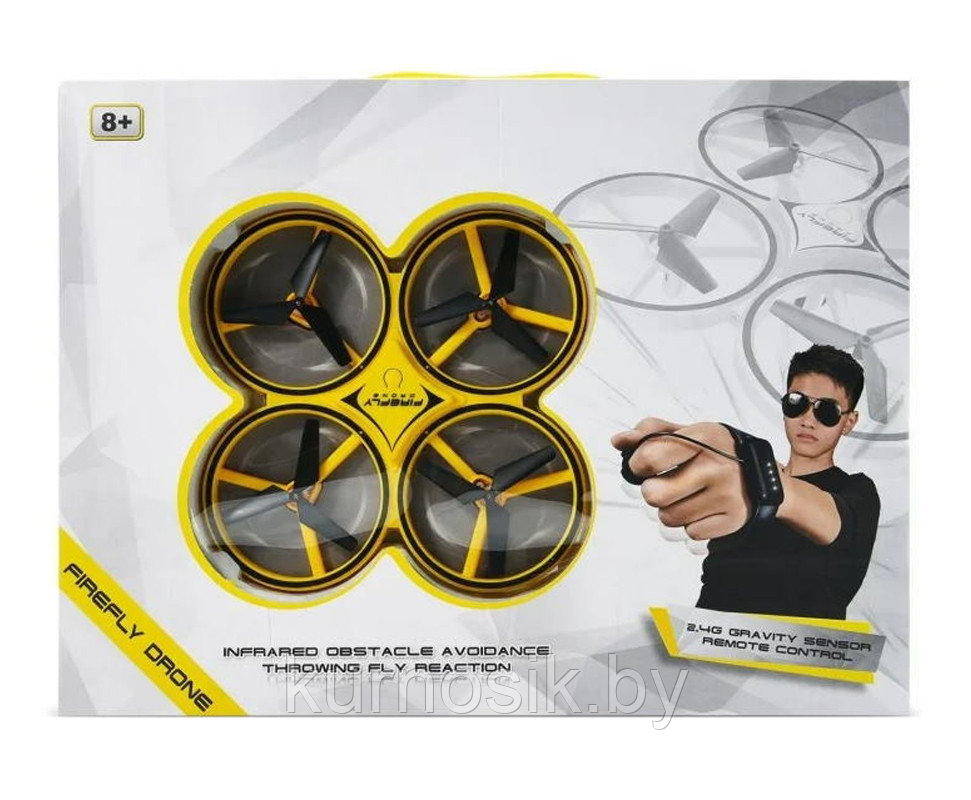 Квадрокоптер сенсорный Firefly Drone Дрон, управляемый жестами LED-подсветка - фото 1 - id-p179667234