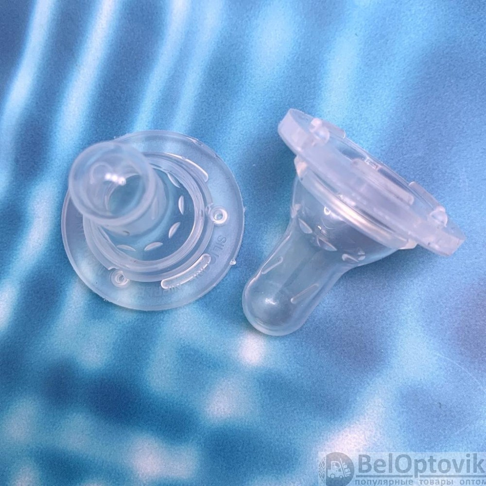 Силиконовая соска (комплект 2 шт) BABY FLOW узкое горло, с отверстием размера S (медленный поток), с рождения - фото 2 - id-p179674205