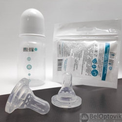 Комплект силиконовых сосок 2022 BABY FLOW с отверстием размера Х (густые смеси) узкое горло (с 6 месяцев)