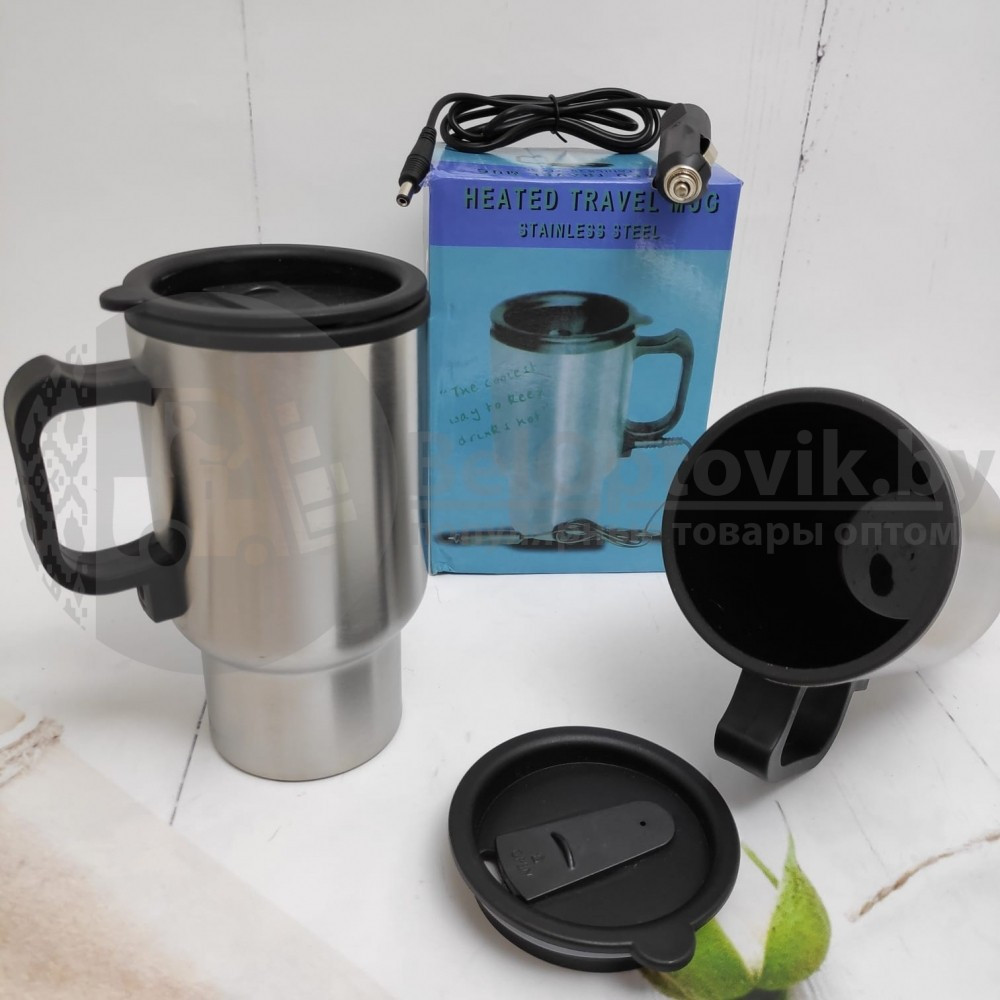 Термокружка с подогревом от прикуривателя ELECTRIC MUG STAINLESS STEEL 140Z Металл - фото 2 - id-p179625711