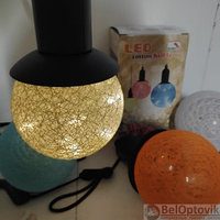 Лампа - светильник (ночник) Хлопковый шар подвесная декоративная YT-M-431, диаметр шара 10 см Золотой (Golden), фото 1