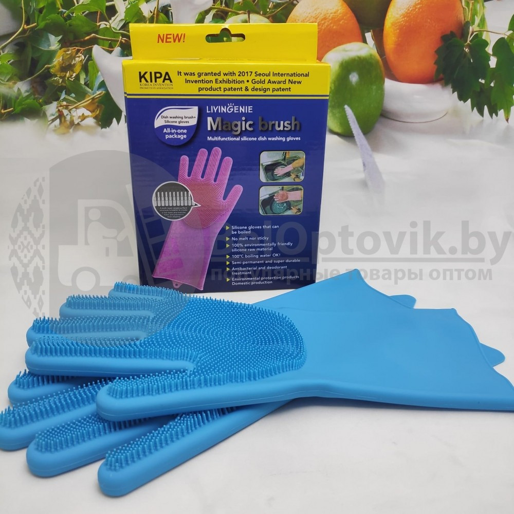 Многофункциональные силиконовые перчатки Magic Brush Фиолетовые - фото 2 - id-p179627292