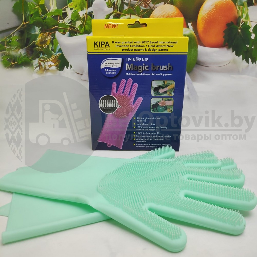 Многофункциональные силиконовые перчатки Magic Brush Фиолетовые - фото 3 - id-p179627292