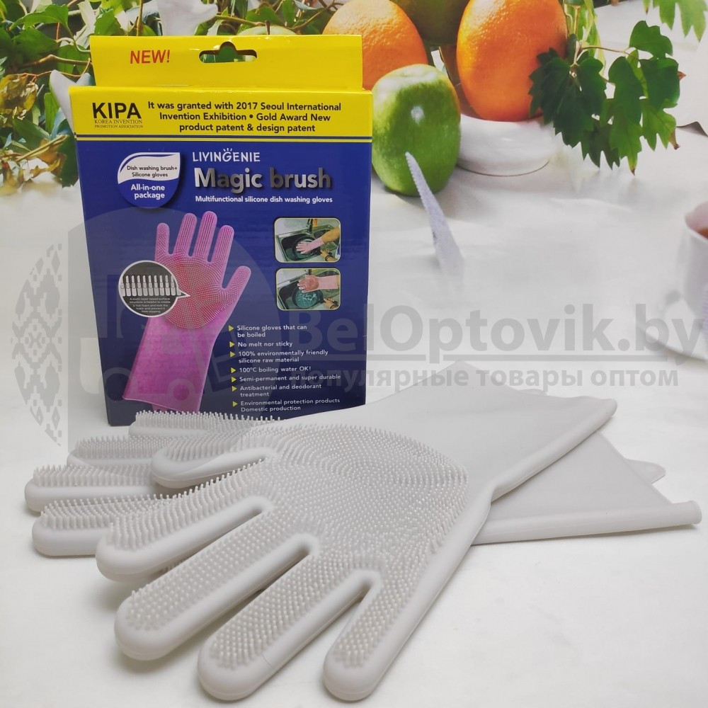 Многофункциональные силиконовые перчатки Magic Brush Фиолетовые - фото 4 - id-p179627292