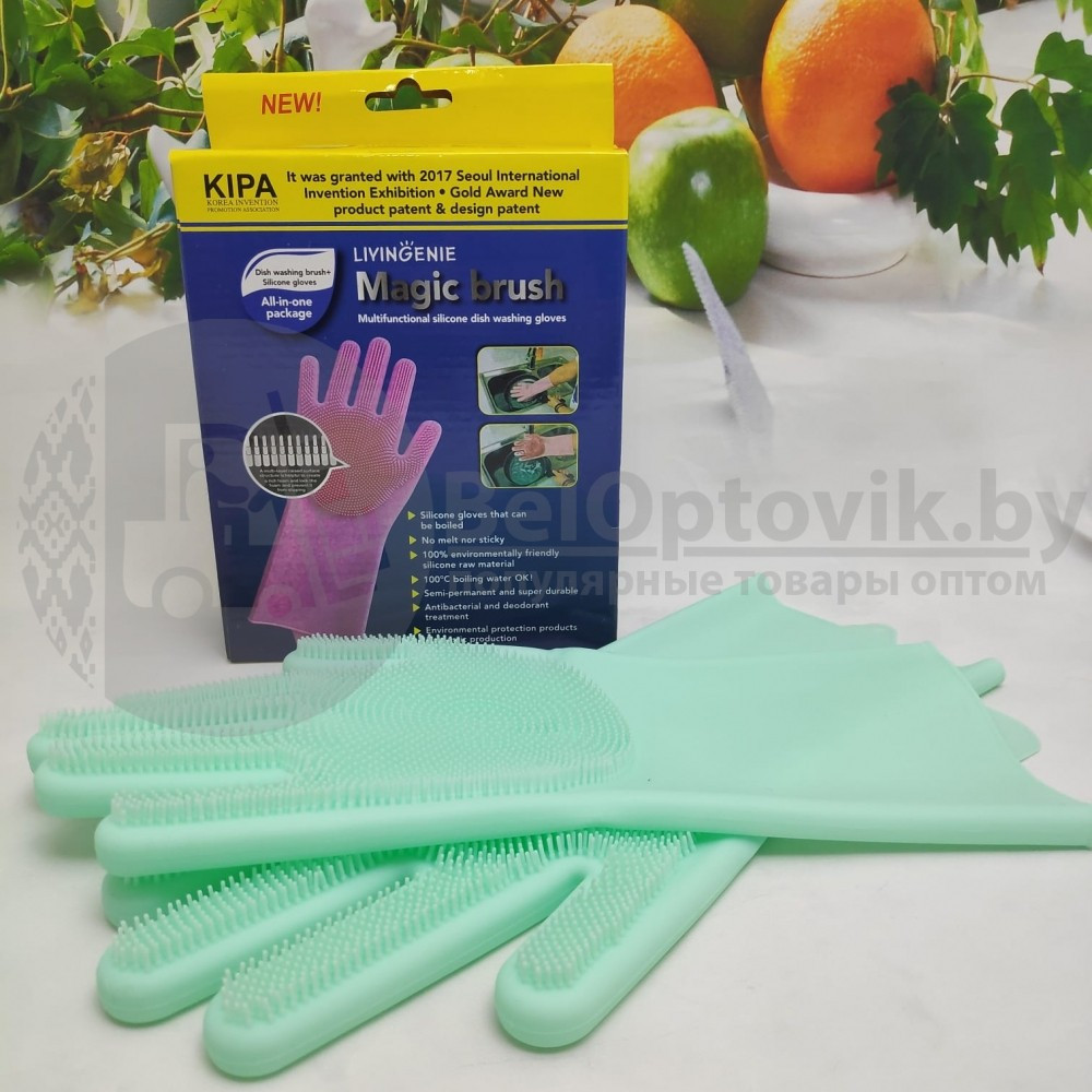 Многофункциональные силиконовые перчатки Magic Brush Фиолетовые - фото 5 - id-p179627292