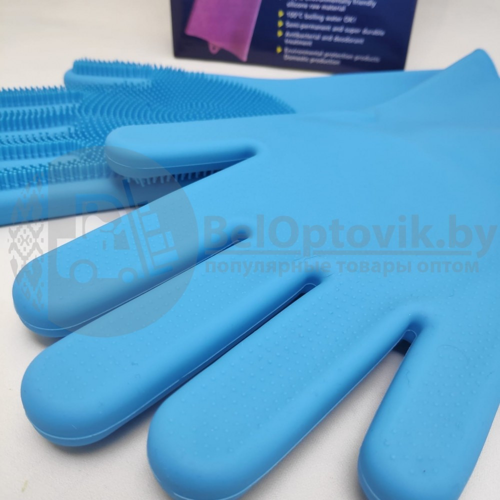 Многофункциональные силиконовые перчатки Magic Brush Фиолетовые - фото 7 - id-p179627292