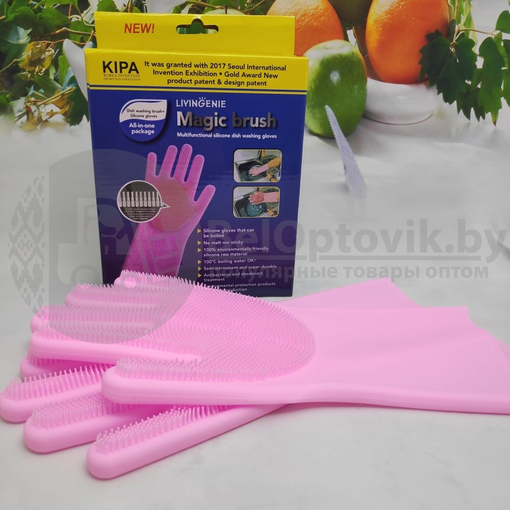 Многофункциональные силиконовые перчатки Magic Brush Фиолетовые - фото 9 - id-p179627292