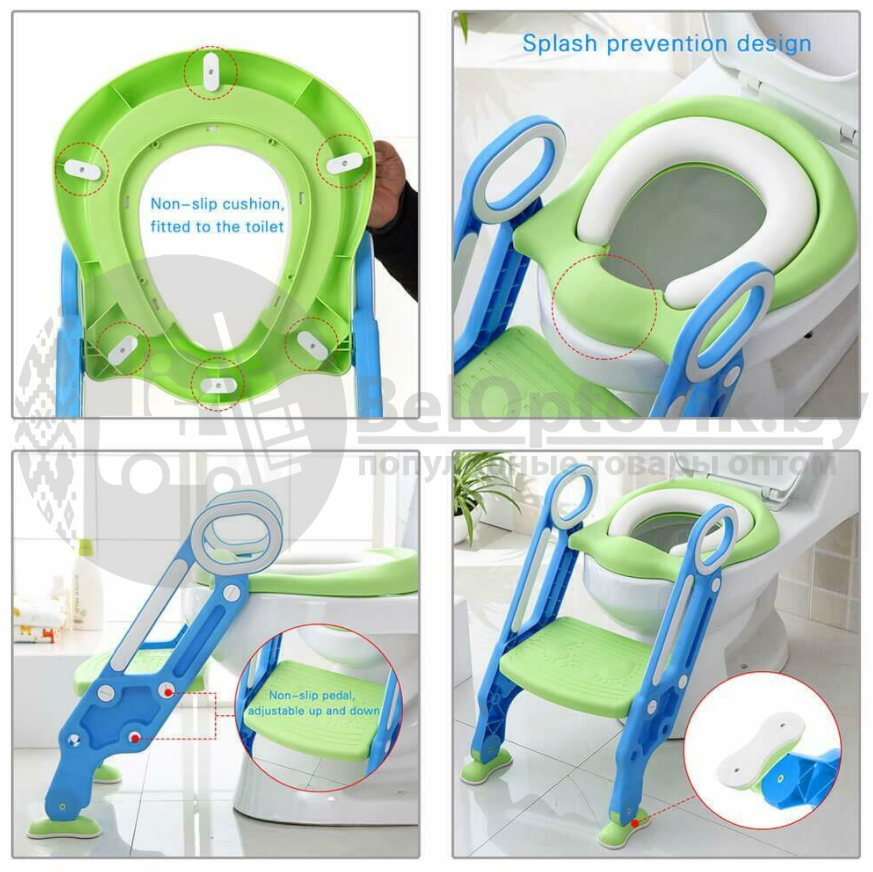 Детское сиденье накладка на унитаз с лестницей Potty Training Seat/ мягкое сидение Синий - фото 5 - id-p179624587