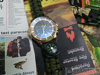 Тактические часы с браслетом из паракорда XINHAO  18, POERSI серый циферблат, зеленый браслет, фото 1