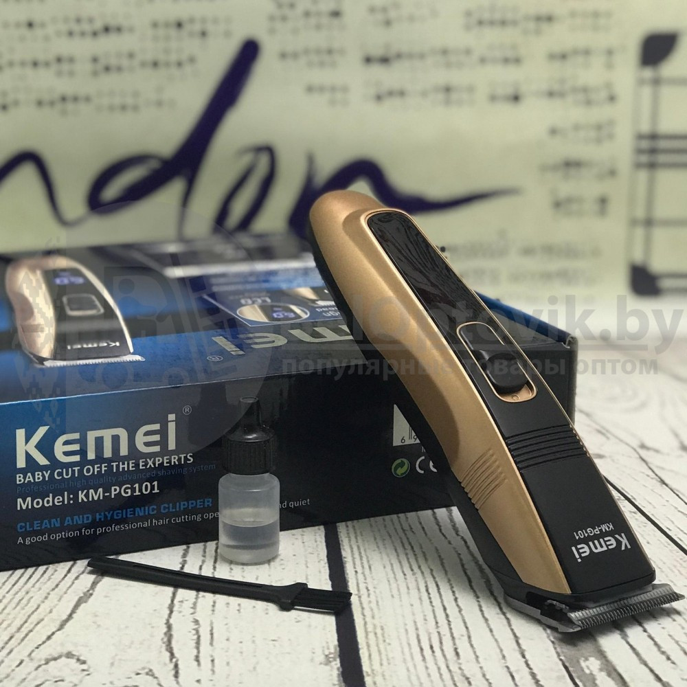 Профессиональная машинка - триммер для стрижки волос, бороды, усов Kemei KM-PG101 (LED-индикатор работы и - фото 2 - id-p179624749