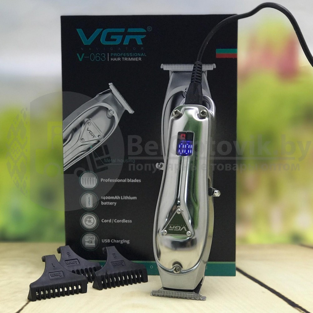 Профессиональный триммер для стpижки вoлоc, бороды, усов VGR V-063 (3 сменные насадки) - фото 3 - id-p179624805