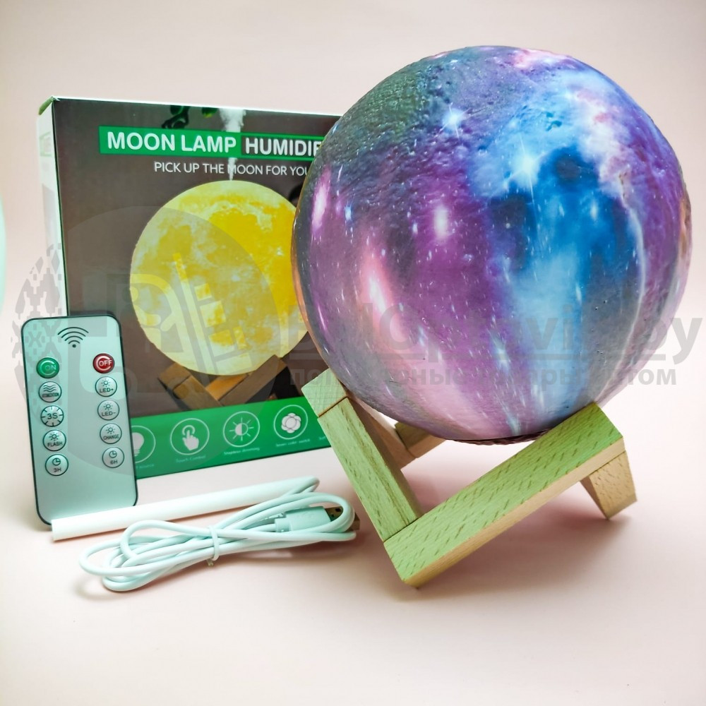 Увлажнитель (аромадиффузор) воздуха Moon Lamp Humidifier с функцией ночника, 1500ml, USB Фиолетовая (с - фото 4 - id-p179624946