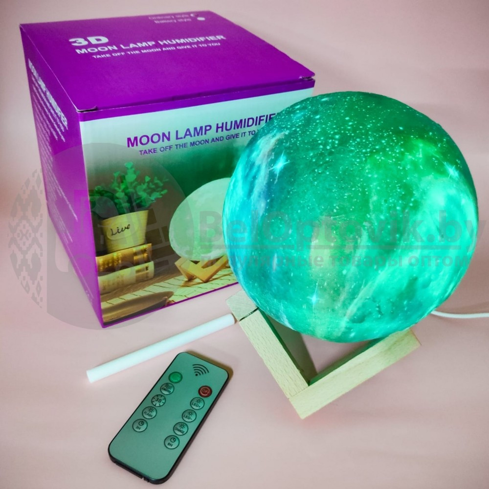 Увлажнитель (аромадиффузор) воздуха Moon Lamp Humidifier с функцией ночника, 1500ml, USB Фиолетовая (с - фото 6 - id-p179624946