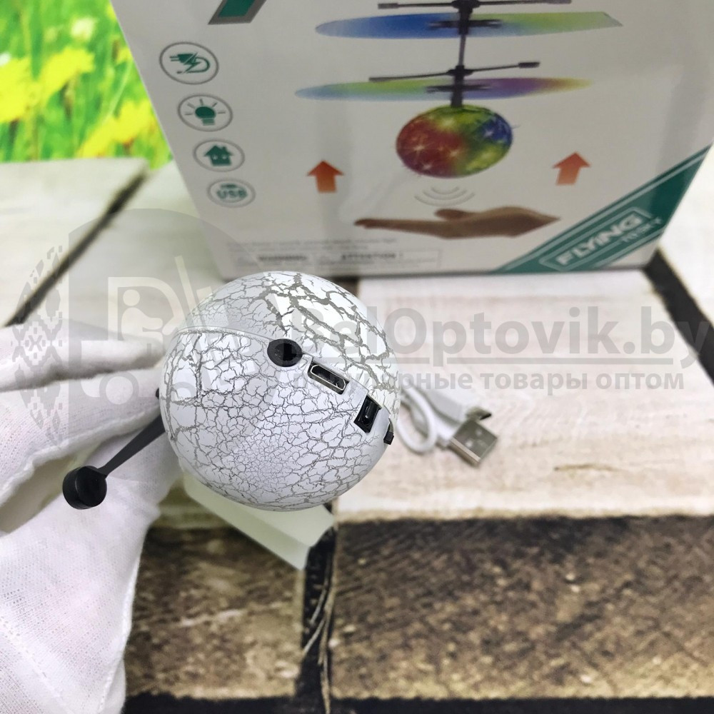 Летающая светодиодная игрушка Светящийся шар Flying Ball (с кабелем USB) JM-888 - фото 5 - id-p179625046