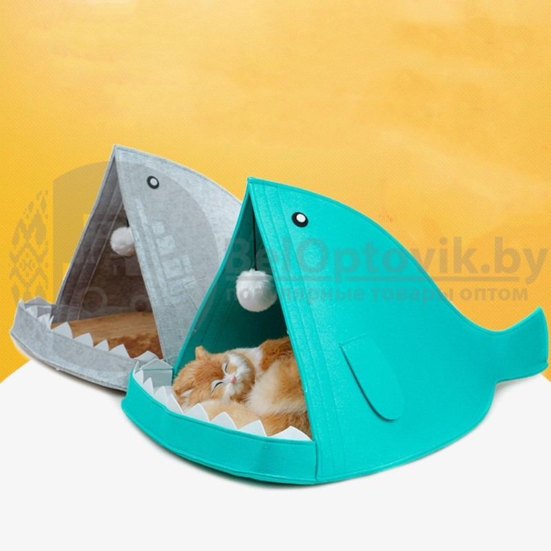 Домик для Кота - Акула с бубоном Темно-серый - фото 9 - id-p179628075