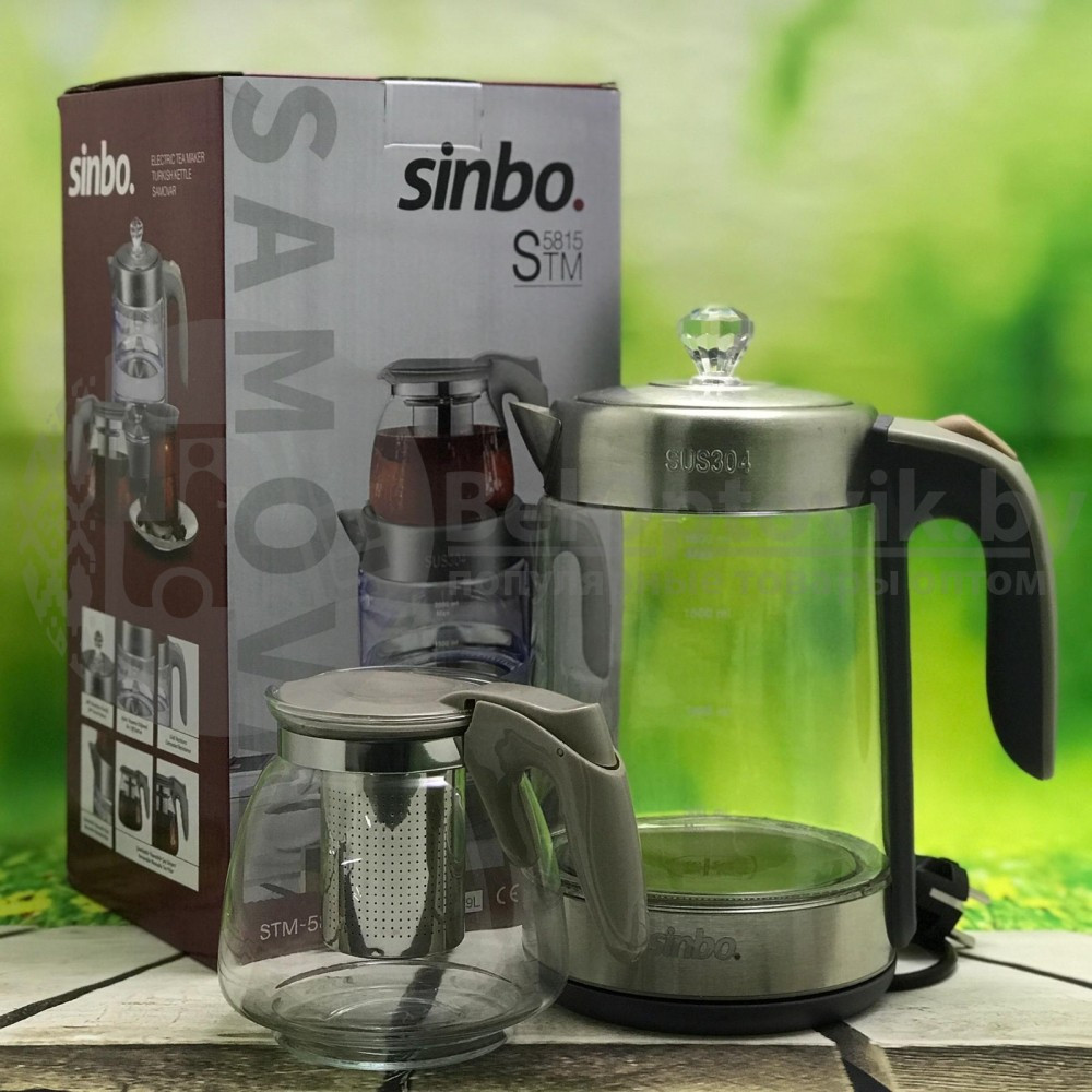 Чайный набор Sinbo Турецкий самовар (заварочный чайник 0,9l электрочайник 2.0 l) stm5815 серая ручка - фото 3 - id-p179625279