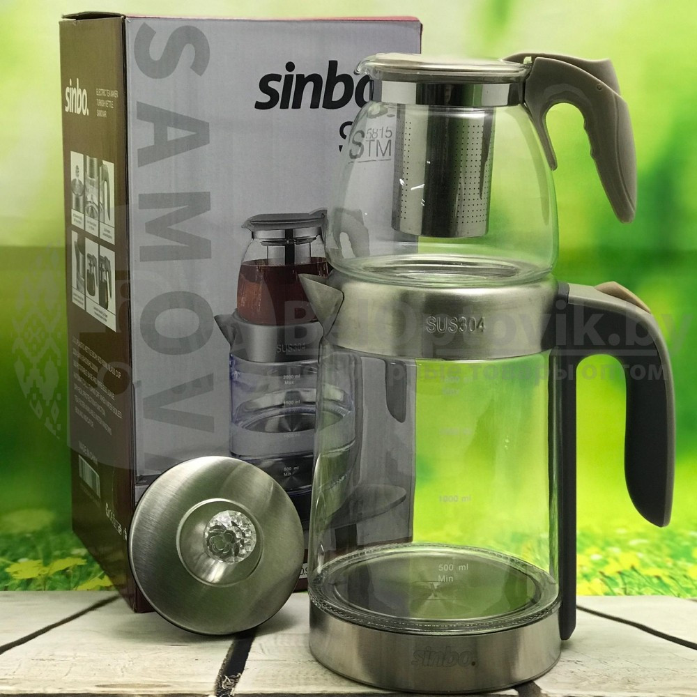 Чайный набор Sinbo Турецкий самовар (заварочный чайник 0,9l электрочайник 2.0 l) stm5815 серая ручка - фото 7 - id-p179625279