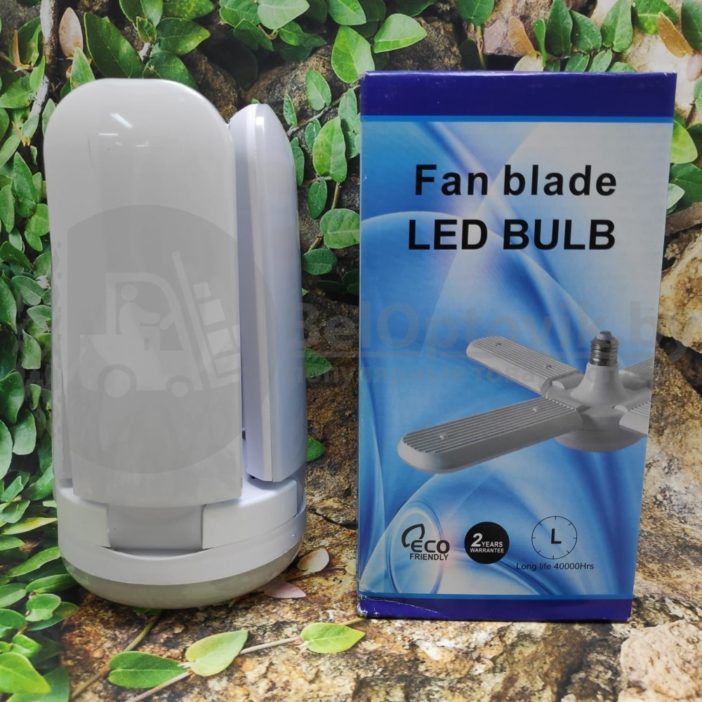 Складная светодиодная лампа в форме вентилятора Fan Blade Led Bulb 75W E27 с четырьмя лопастями (белая) - фото 9 - id-p179625342