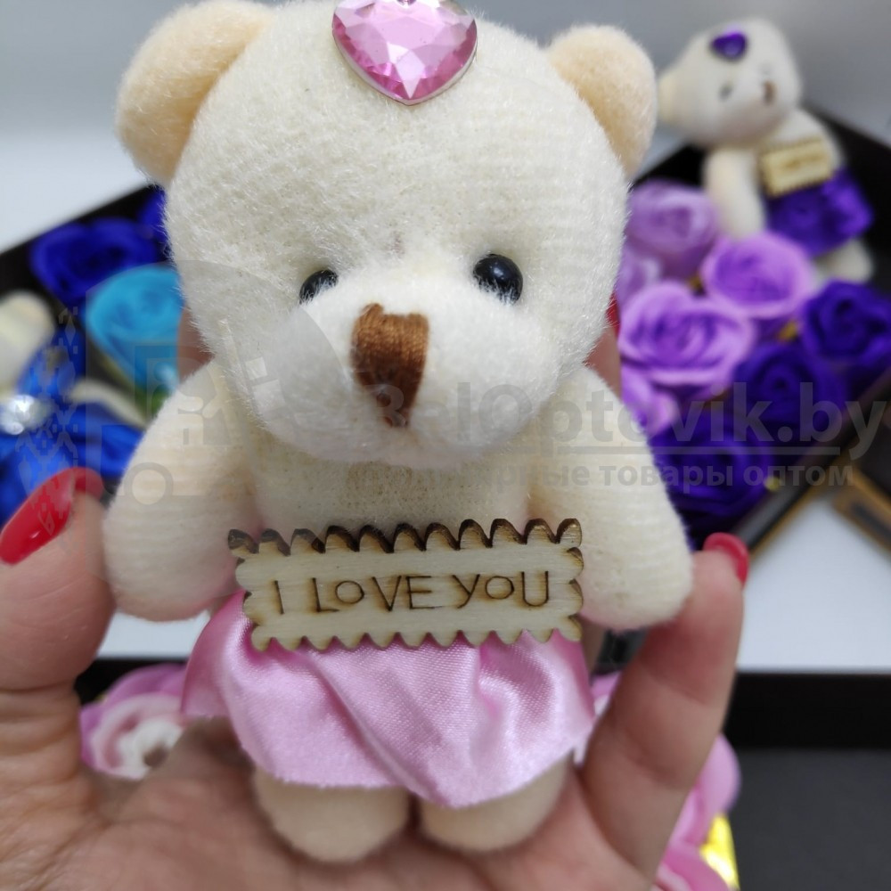 Подарочный набор 12 мыльных роз Мишка Фиолетовые оттенки - фото 2 - id-p179625374