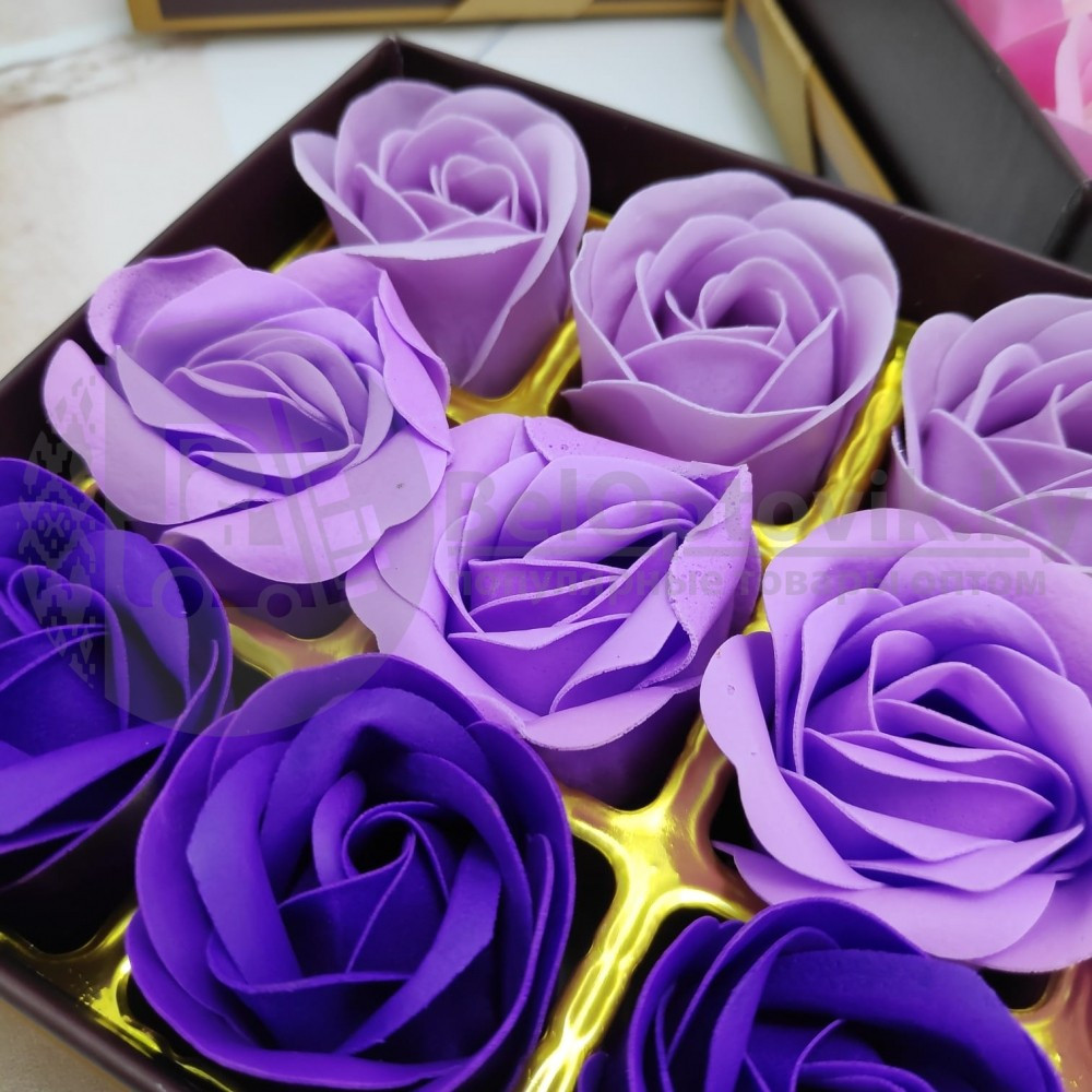 Подарочный набор 12 мыльных роз Мишка Фиолетовые оттенки - фото 9 - id-p179625374