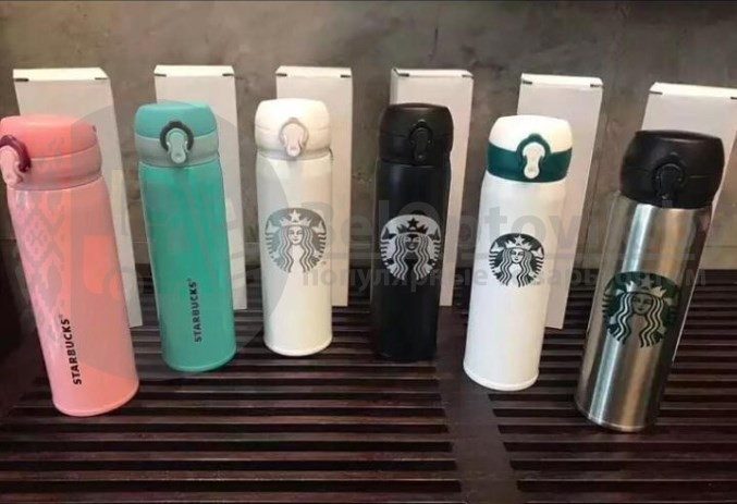 УЦЕНКА Термокружка Starbucks 450мл (Качество А) Белый с логотипом в серебре - фото 6 - id-p179625399