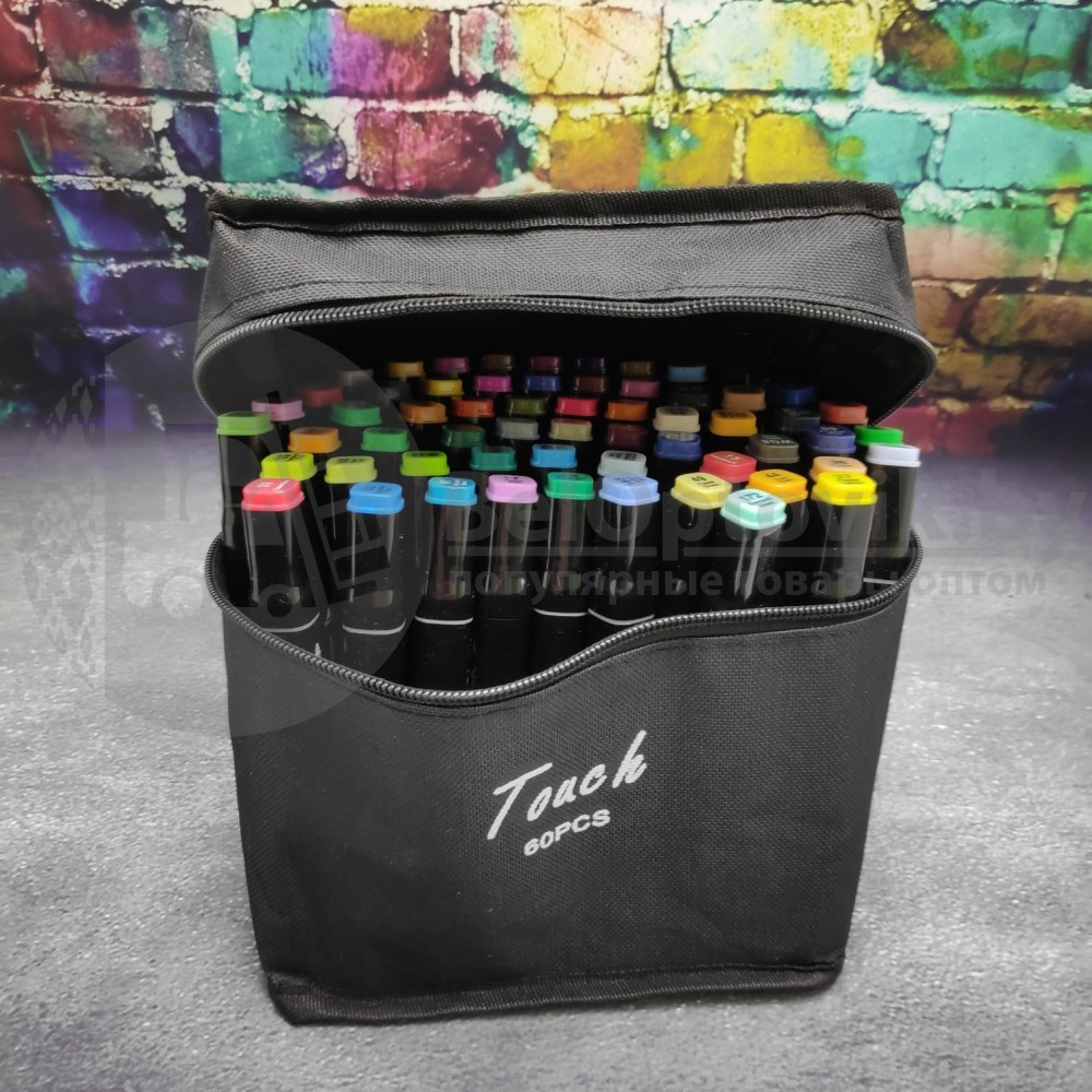 УЦЕНКА Маркеры - фломастеры для скетчинга Touch NEW, набор 60 цветов (двухсторонние). Порван чехол - фото 6 - id-p179625533