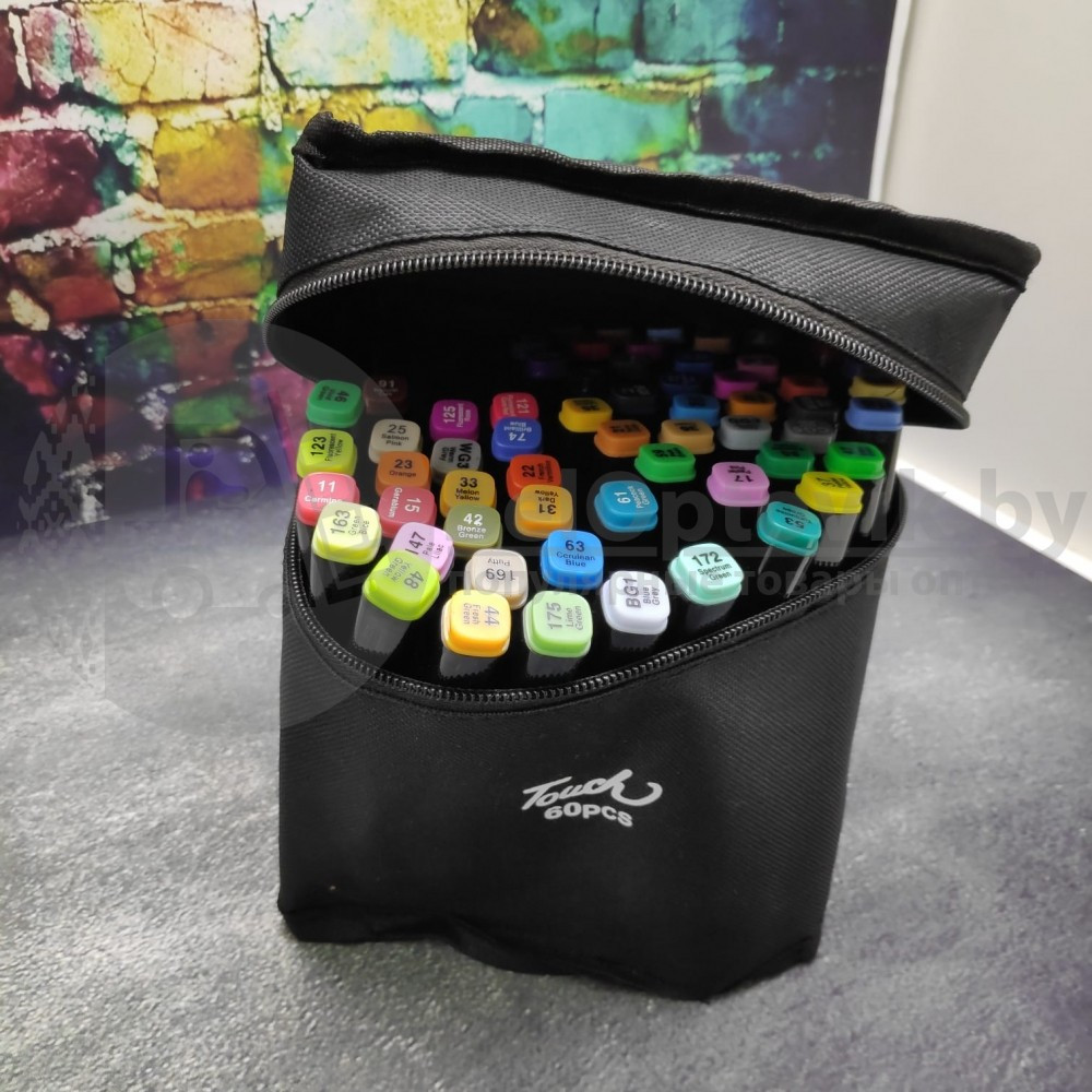 УЦЕНКА Маркеры - фломастеры для скетчинга Touch NEW, набор 60 цветов (двухсторонние). Порван чехол - фото 8 - id-p179625533