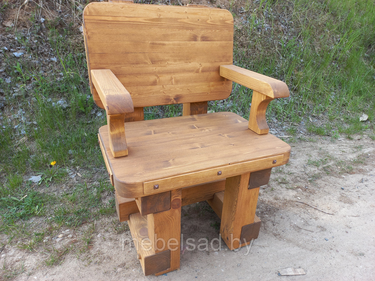 Кресло-трон садовое и банное рустикальное из дерева "Могучее" - фото 8 - id-p179693540