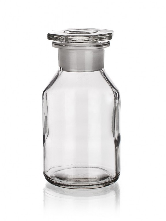 Склянка с широкой горловиной с пробкой, прозрачное стекло, 50 мл