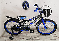 Детский велосипед Delta Sport 20'' + шлем (сине-черный)
