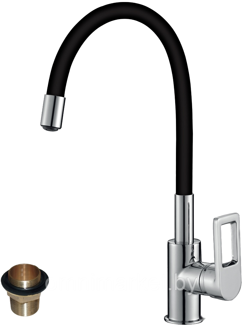 Смеситель для кухни Rossinka Silvermix Z35-35U-Black гибкий излив (черный) из латуни - фото 1 - id-p179722367