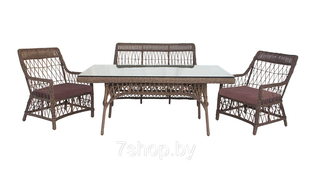 Комплект садовой мебели LEGEND с прямоугольным столом, 2-х местный диван, шоколад - фото 1 - id-p179723970