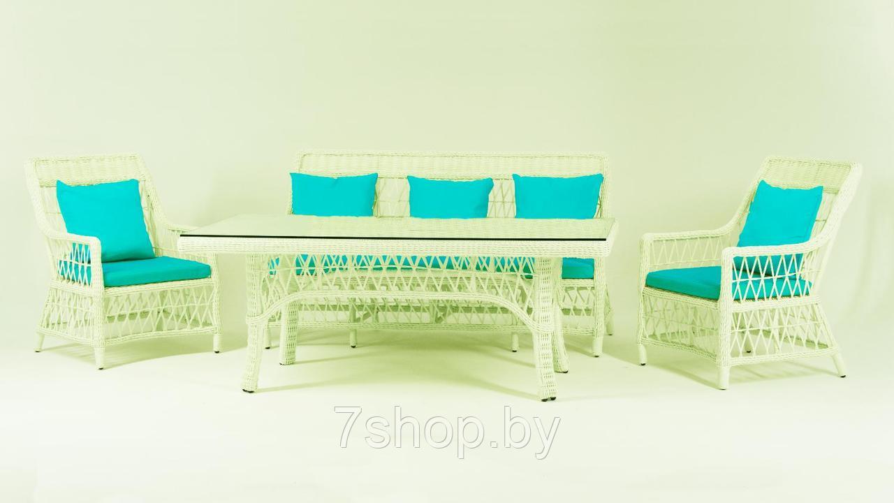 Комплект садовой мебели LEGEND с прямоугольным столом, 2-х местный диван, слоновая кость