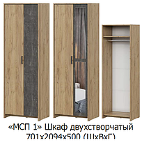 Шкаф двухстворчатый МСП 1 фабрика SV-мебель (ТМ Просто хорошая мебель) 3 варианта цвета, фото 2