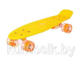 Детский скейт (пенни борд) светящиеся колеса желтый