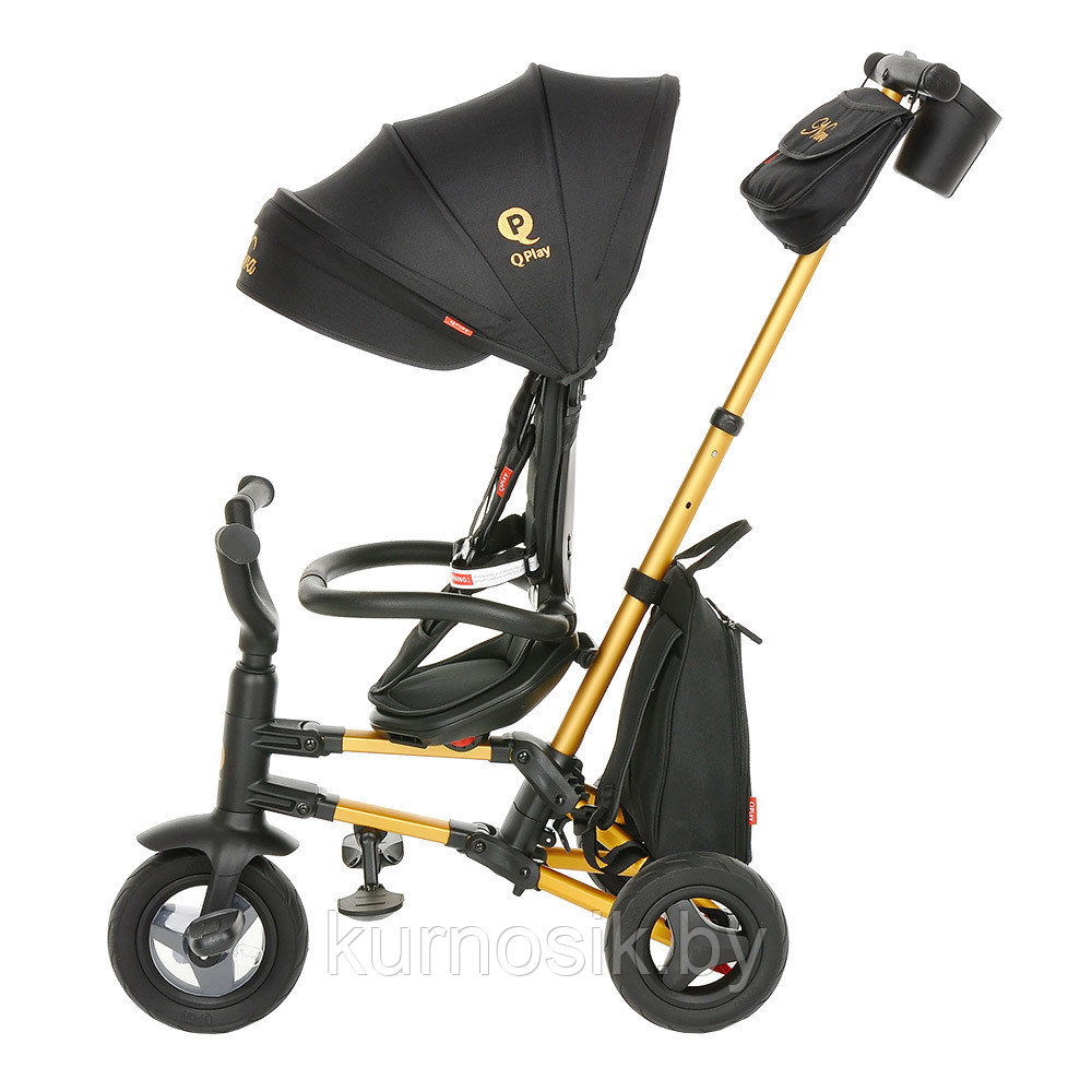 Детский велосипед трехколесный складной QPlay NOVA PLUS S700 Black-Gold - фото 7 - id-p179744490