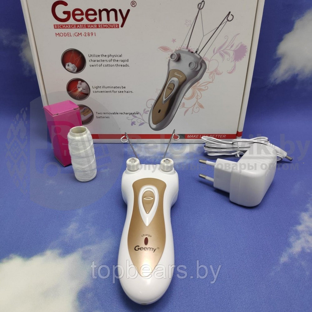 Беспроводной электрический ниточный эпилятор Geemy GM-2891 для лица, ног и шеи - фото 4 - id-p179744187